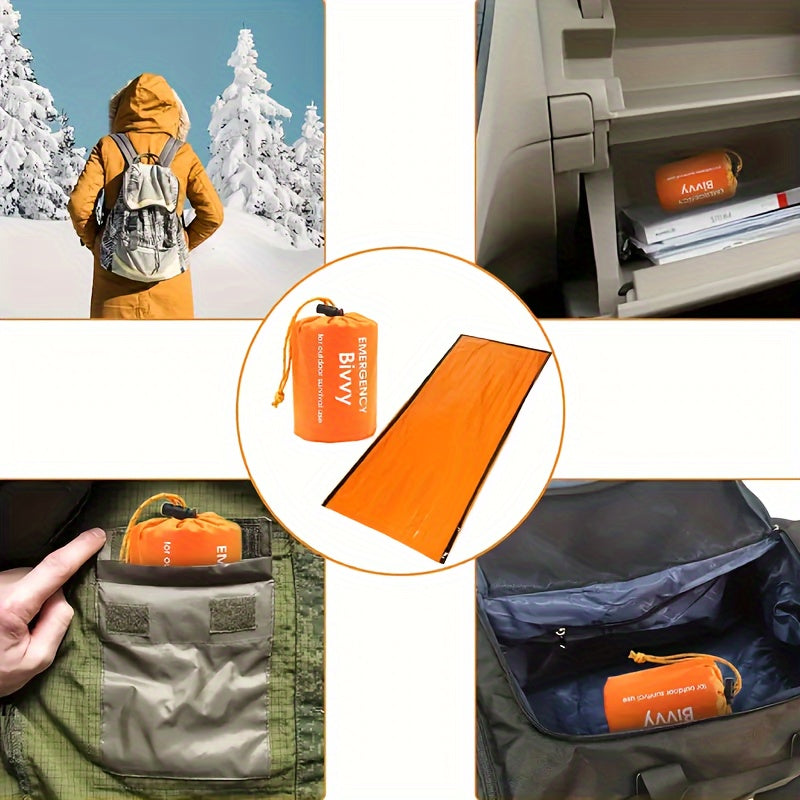 1/2/4pcs Emergency Survival Sleeping Bag - Heavy-Duty High Quality Warm Winter Blanket, Lightweight Compact Outdoor Bed for Hiking,, for Use - Reusable Emergency Shelter with (1/2/4pcs) Whistle