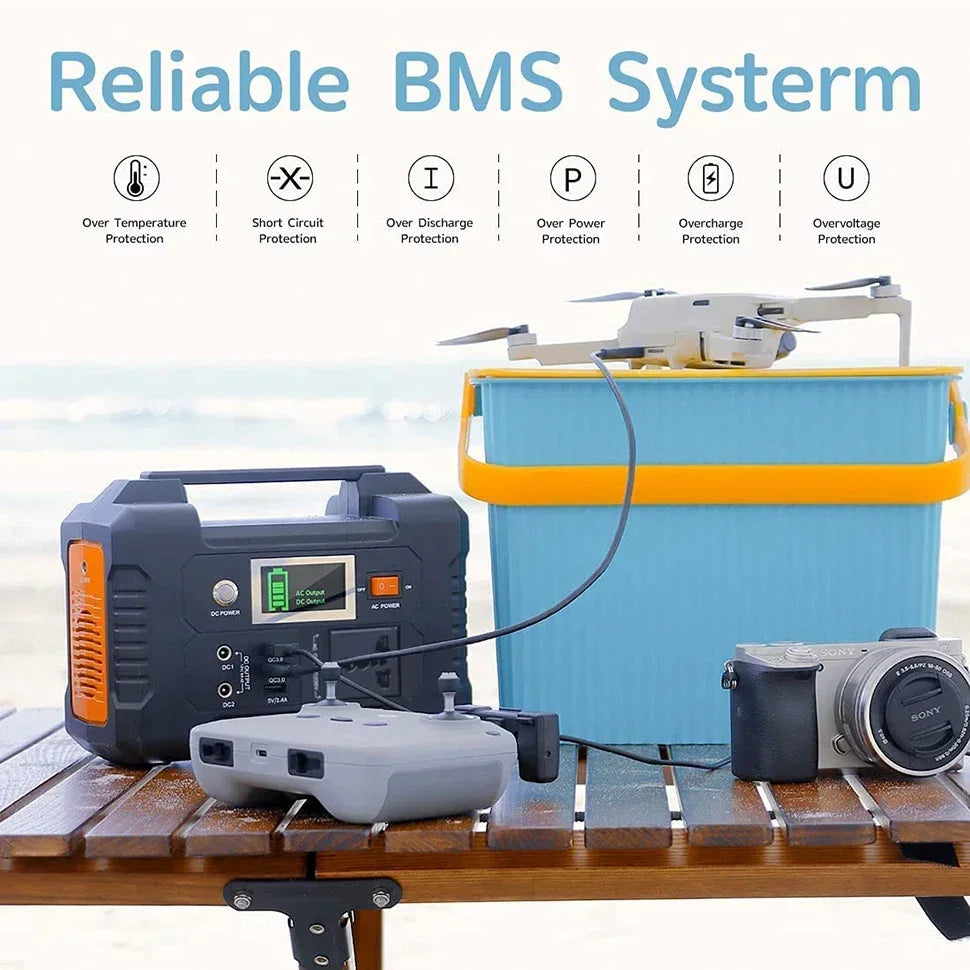 151Wh Solar Generator AC 200W Portable Power Station with18V 60W Foldable Solar Panel Battery Complete Kit Set System Camping