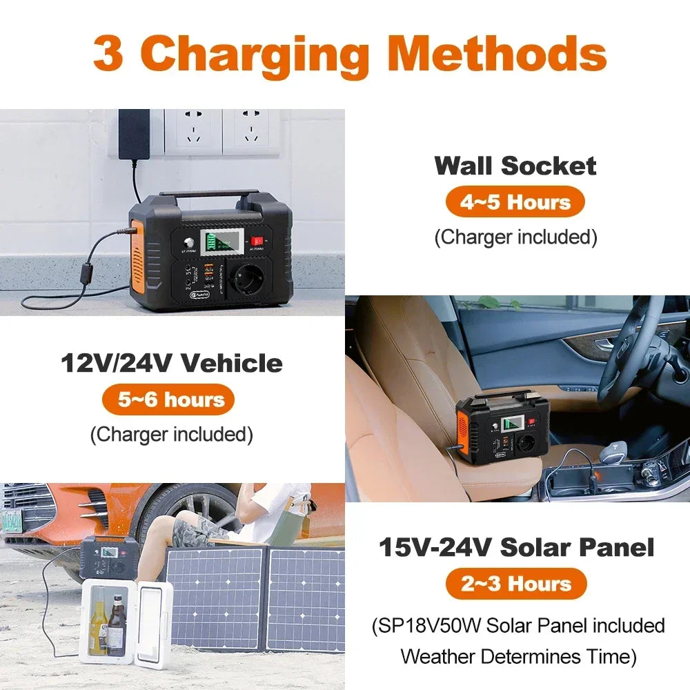 151Wh Solar Generator AC 200W Portable Power Station with18V 60W Foldable Solar Panel Battery Complete Kit Set System Camping