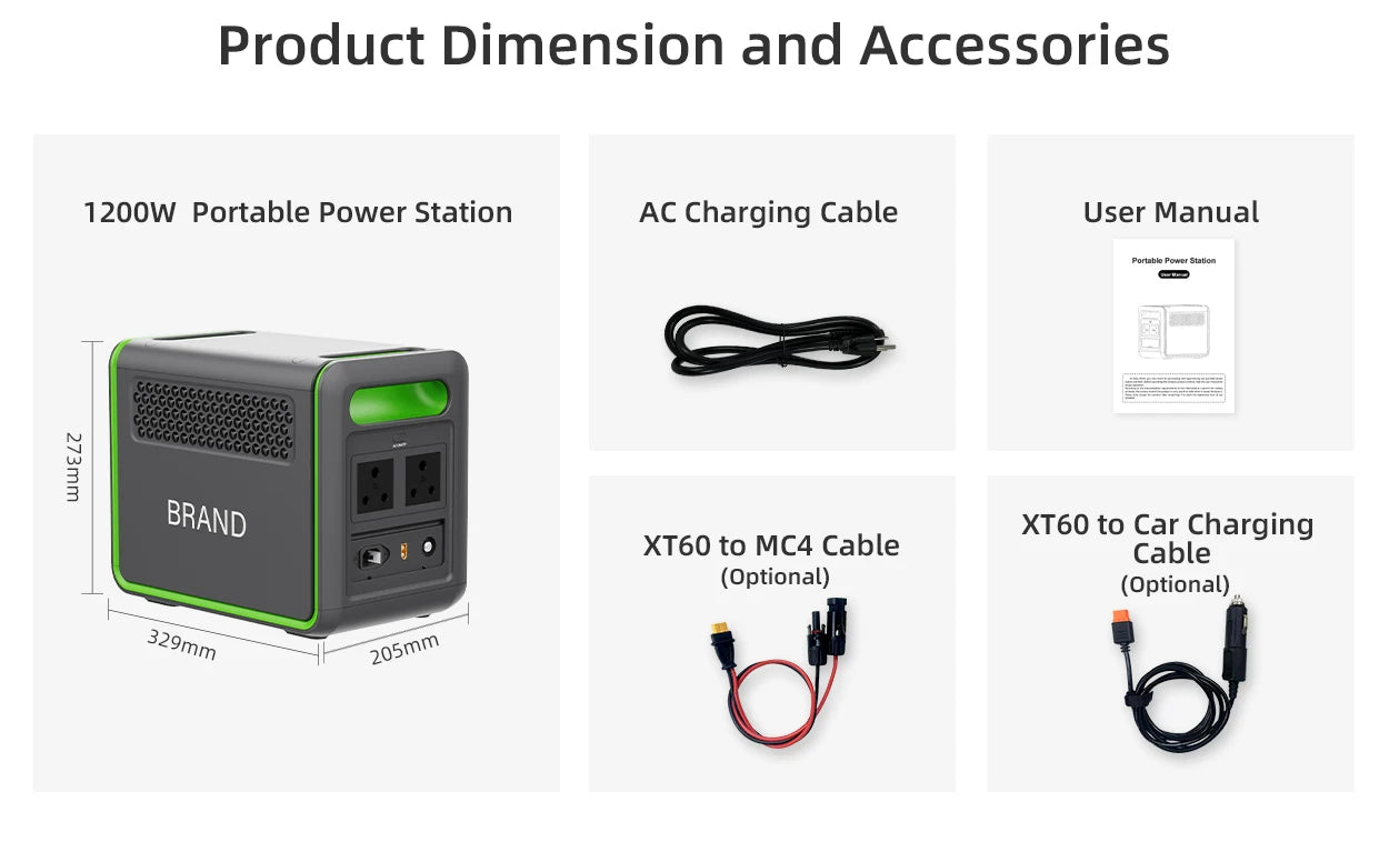1200W Surge 2400W Portable Power Station Solar Generator Home Backup Outdoor Camping  Supply Battery  with UPS Fast Charging