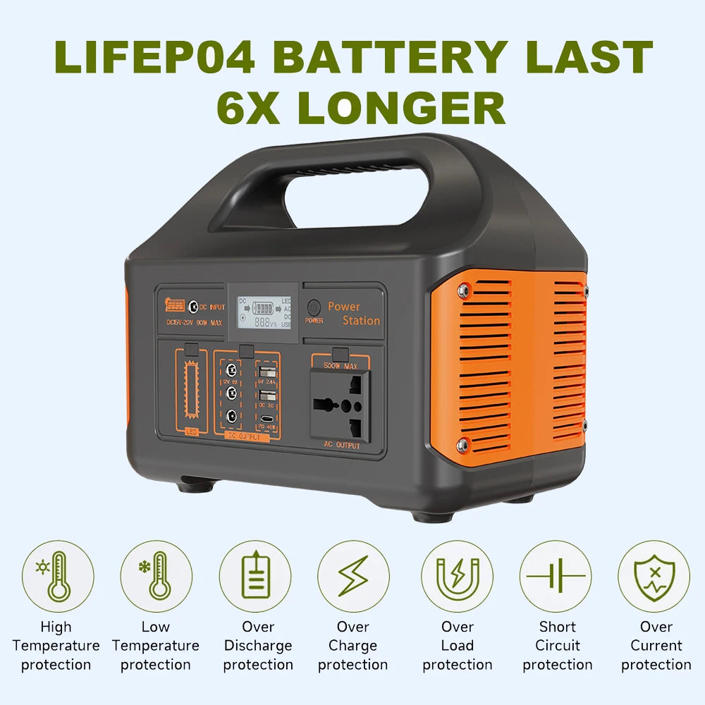 Gaiaray 100W 300W 500W Portable Power Station 461Wh Solar Generator 110V 220V Charging Station Emergency Power Plant for Camping