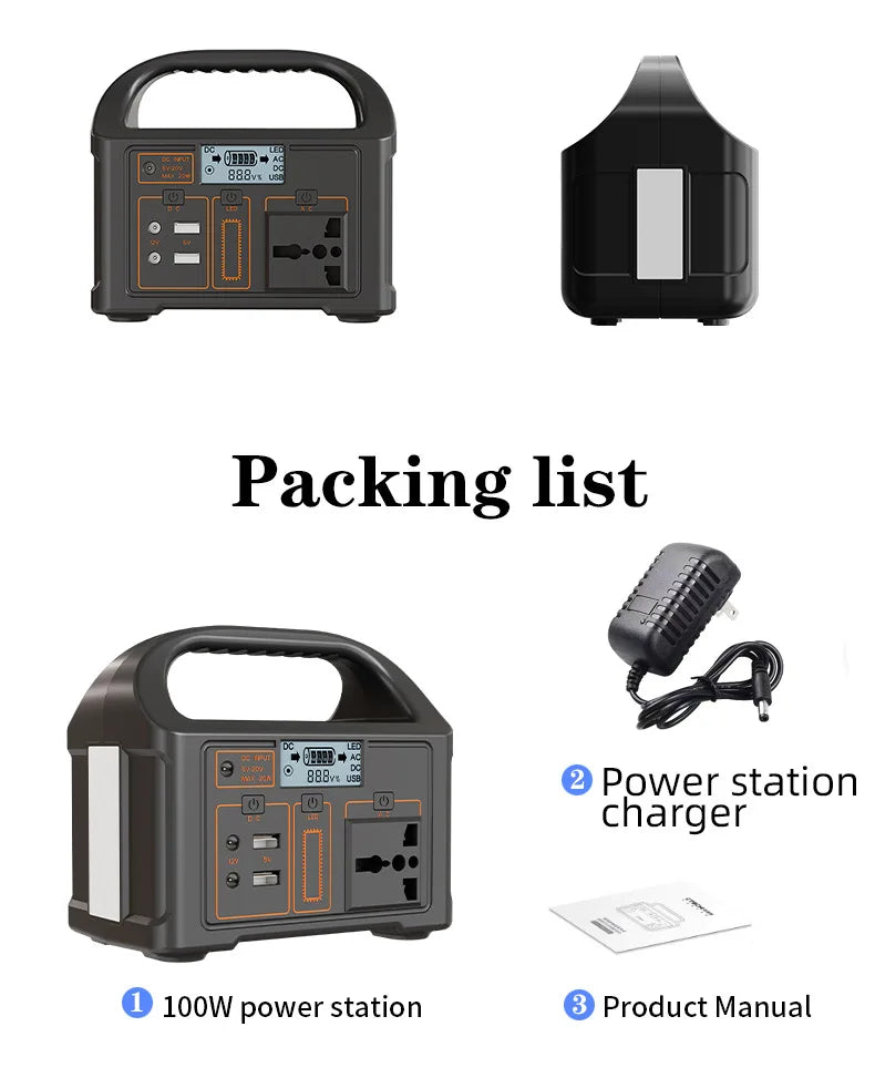 100W 24000mAh Portable Solar Power Station 110/220V Solar Generator Outdoor Power Supply LiFePO4 For Camping Emergency