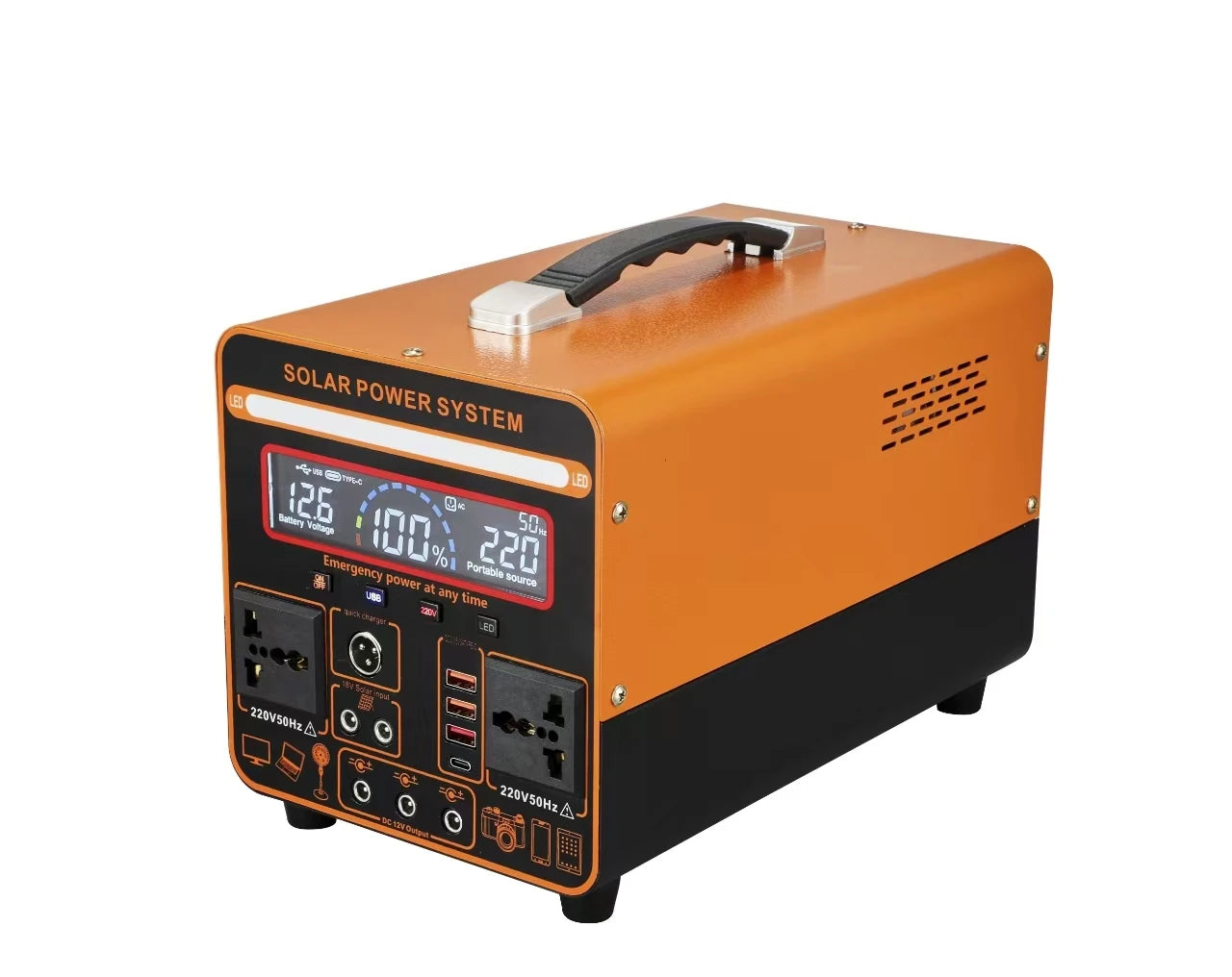 Portable Solar Power Station 1200W 1500W 2000W 1000W 600W 110V 120V 220V AC Output Home Generator with  Lithium Battery