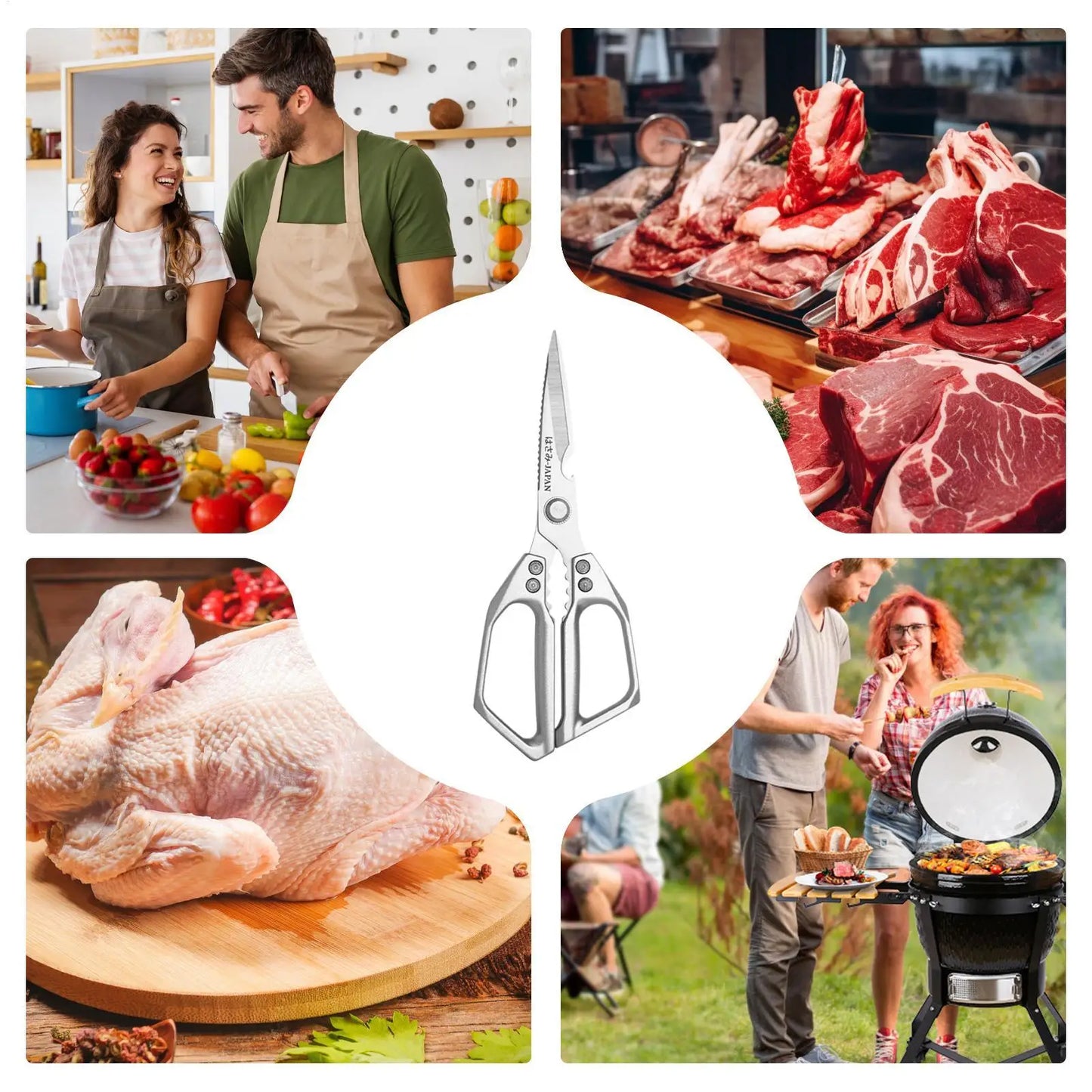 Kitchen Shears For Food All Purpose Kitchen Scissors Stainless Steel Cooking Shears Dishwasher Safe For Poultry Fish Chicken