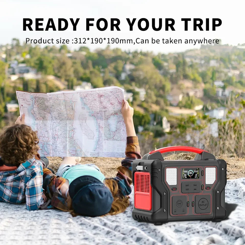 300w Sharing Portable Battery Power Station Solar Generator Outdoor Camping Electric Car Fan Mobile Phone