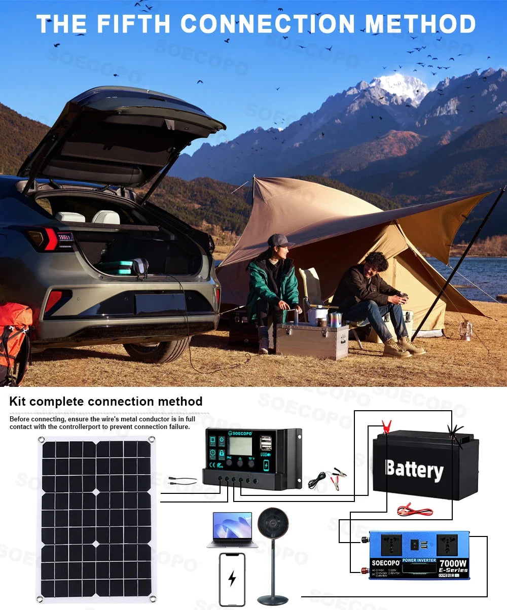 7000W Off-Grid Solar Generator Kit  Dual Volt 110V/220V Inverter 100A Controller 500W Panel for Home/Camping/RV/Emergency Backup