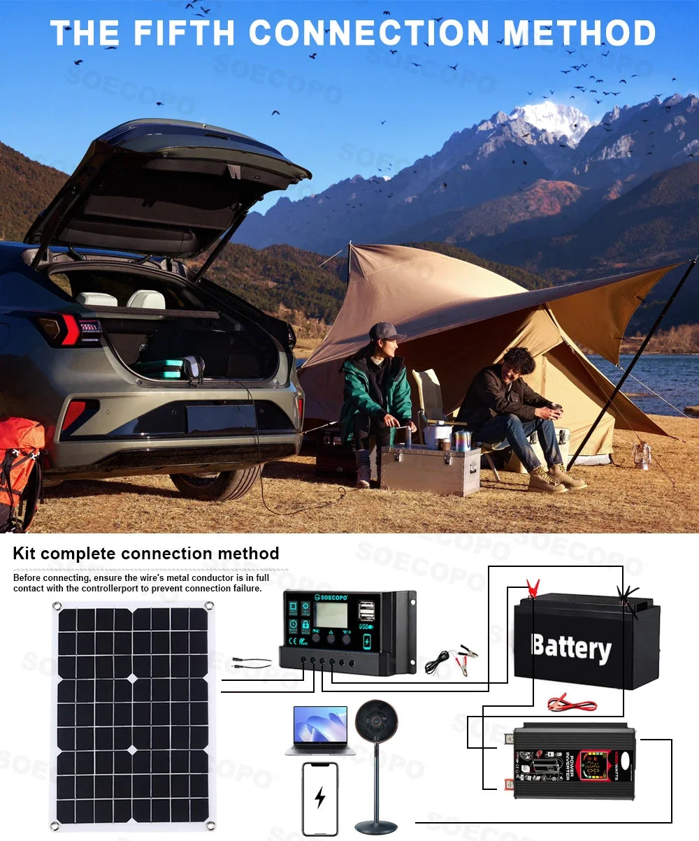 6000W Solar Generator 500W Panel 12V DC to 220V110V Inverter 100A Controller Off-Grid System for RV Camping CE RoHS