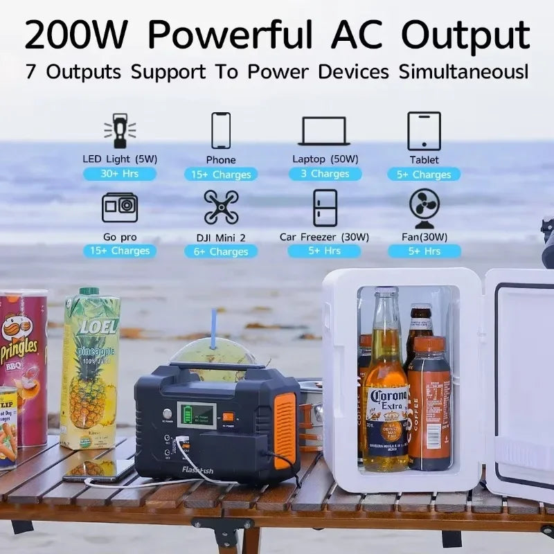 151Wh Solar Generator AC 200W Portable Power Station with18V 60W Foldable Solar Panel Battery Complete Kit Set System Camping
