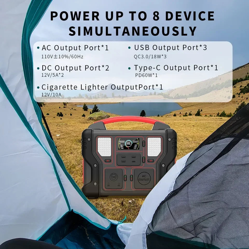 300w Sharing Portable Battery Power Station Solar Generator Outdoor Camping Electric Car Fan Mobile Phone