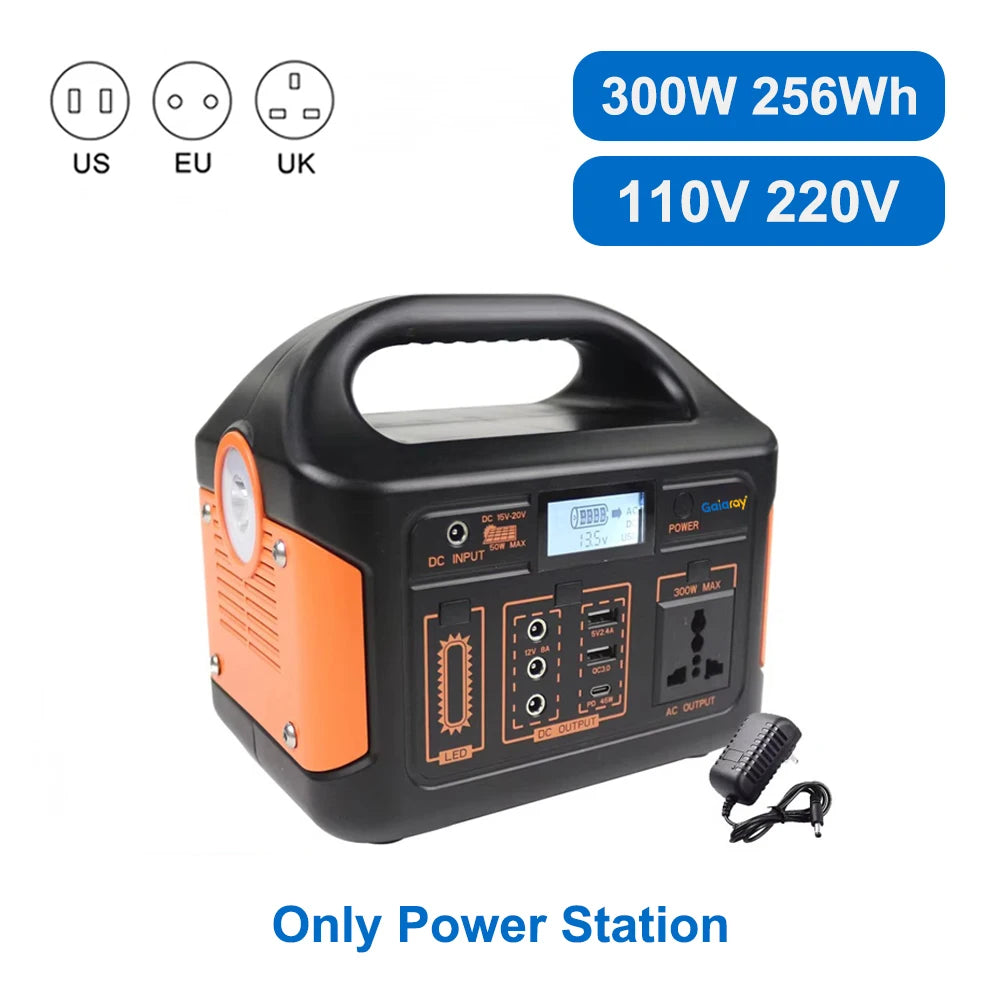 Gaiaray 100W 300W 500W Portable Power Station 461Wh Solar Generator 110V 220V Charging Station Emergency Power Plant for Camping