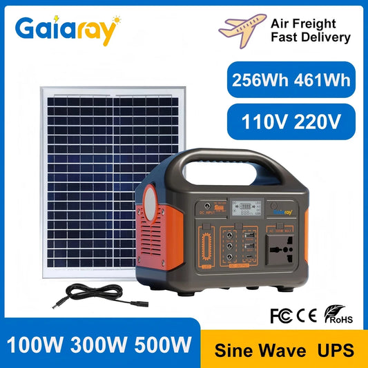 Gaiaray 100W 300W 500W Portable Power Station 461Wh Solar Generator 110V 220V Charging Station Emergency Power Plant for Camping