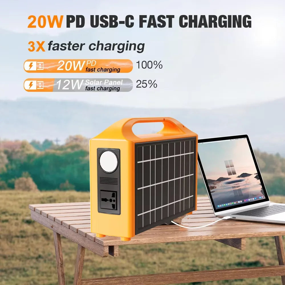Gaiaray Portable Power Station 100W 220V 110V Power Supply Solar Generator Outdoor Power LED With Solar Panel For Camping Travel