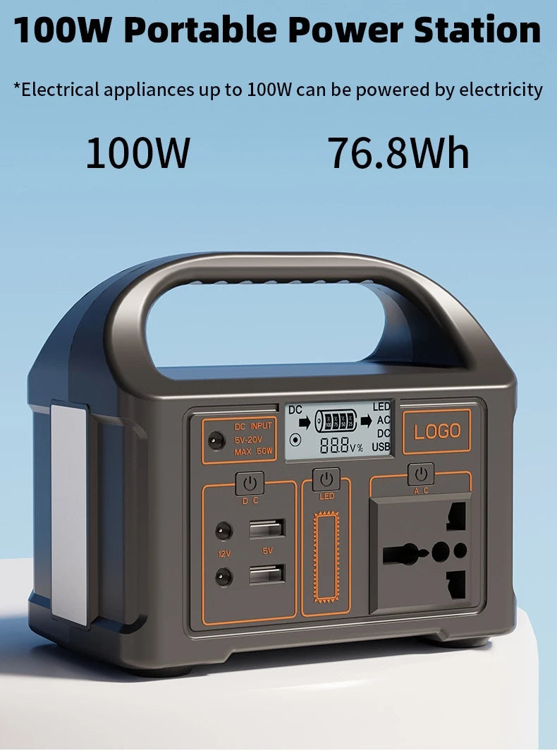 100W 24000mAh Portable Solar Power Station 110/220V Solar Generator Outdoor Power Supply LiFePO4 For Camping Emergency