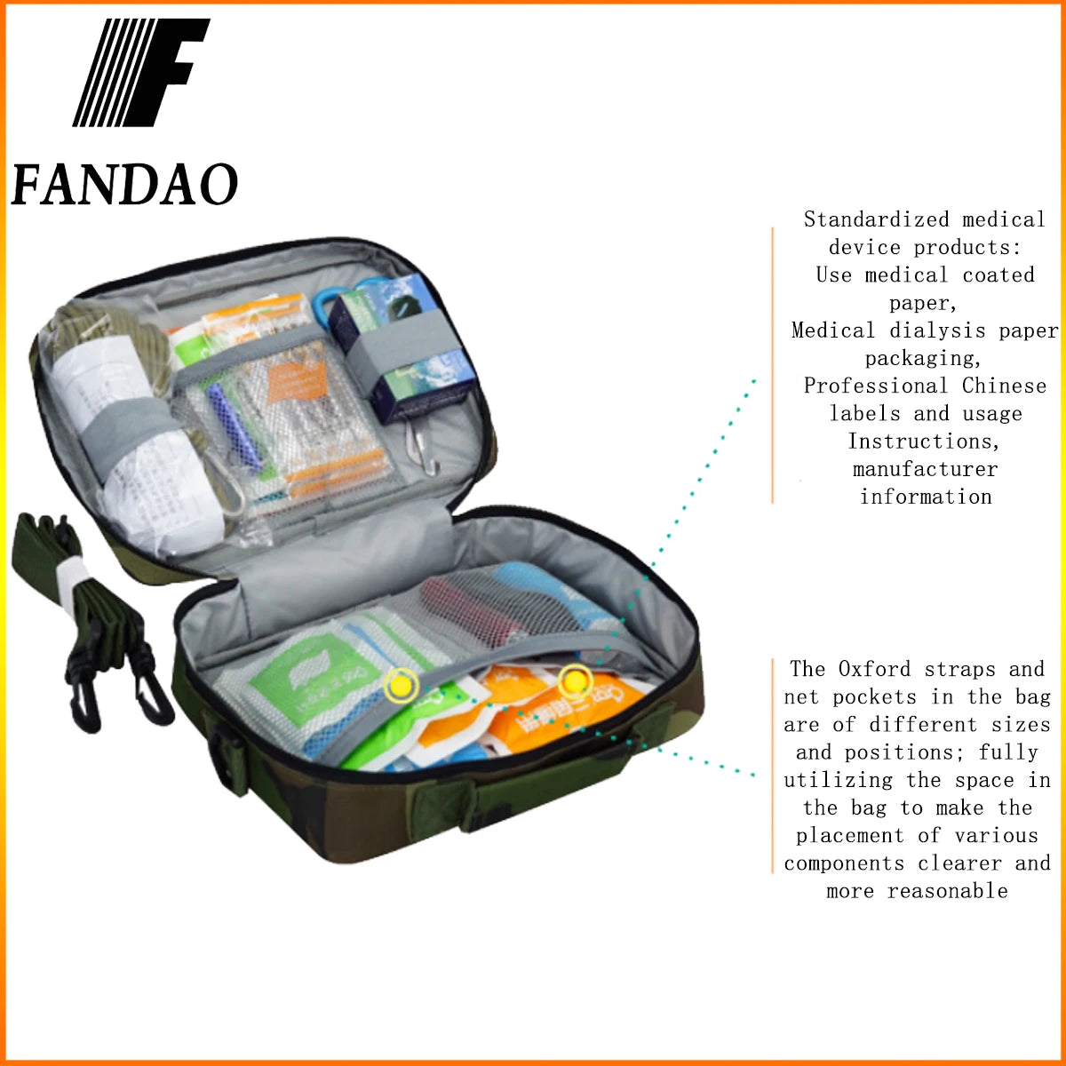 69 items equipment Emergency survival kit Medical camouflage  shoulder backpack First aid escape earthquake disaster prevention
