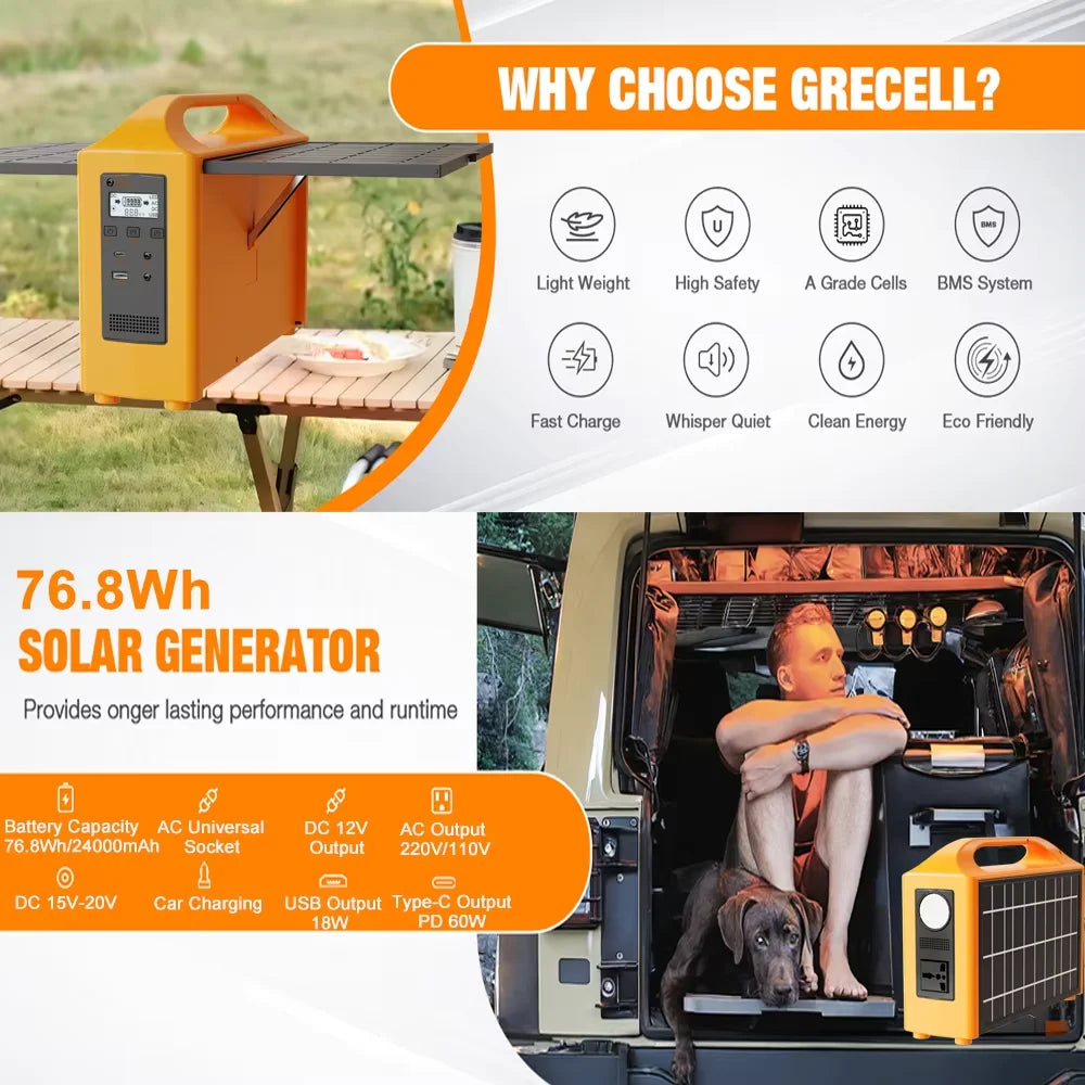 Gaiaray Portable Power Station 100W 220V 110V Power Supply Solar Generator Outdoor Power LED With Solar Panel For Camping Travel