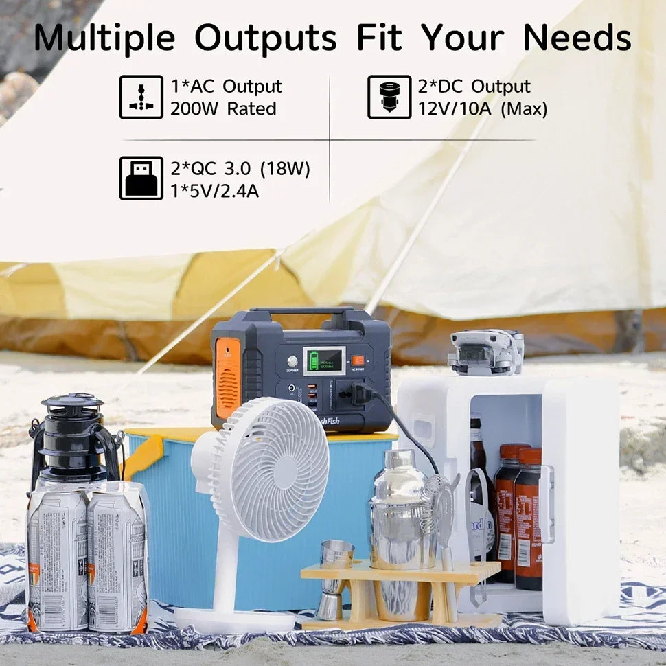 151Wh Solar Generator AC 200W Portable Power Station with18V 60W Foldable Solar Panel Battery Complete Kit Set System Camping