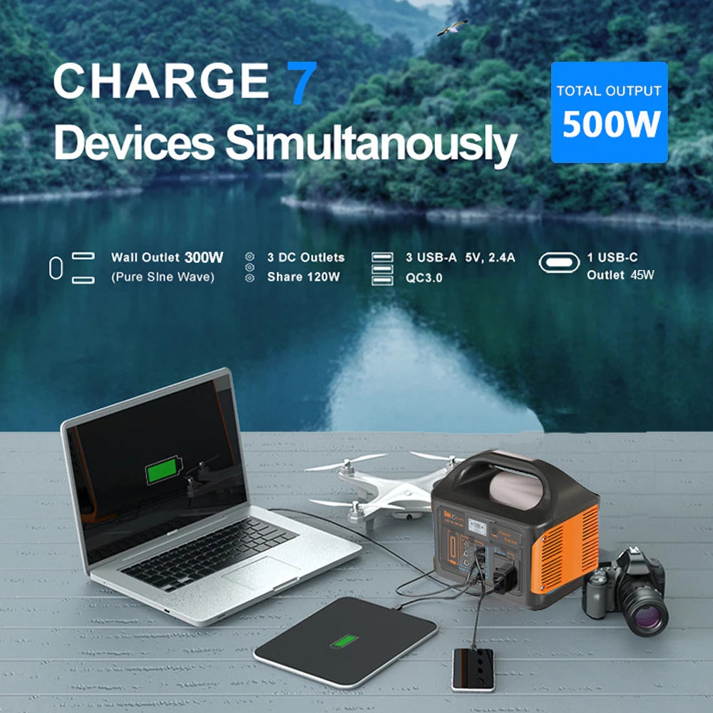 Gaiaray 100W 300W 500W Portable Power Station 461Wh Solar Generator 110V 220V Charging Station Emergency Power Plant for Camping