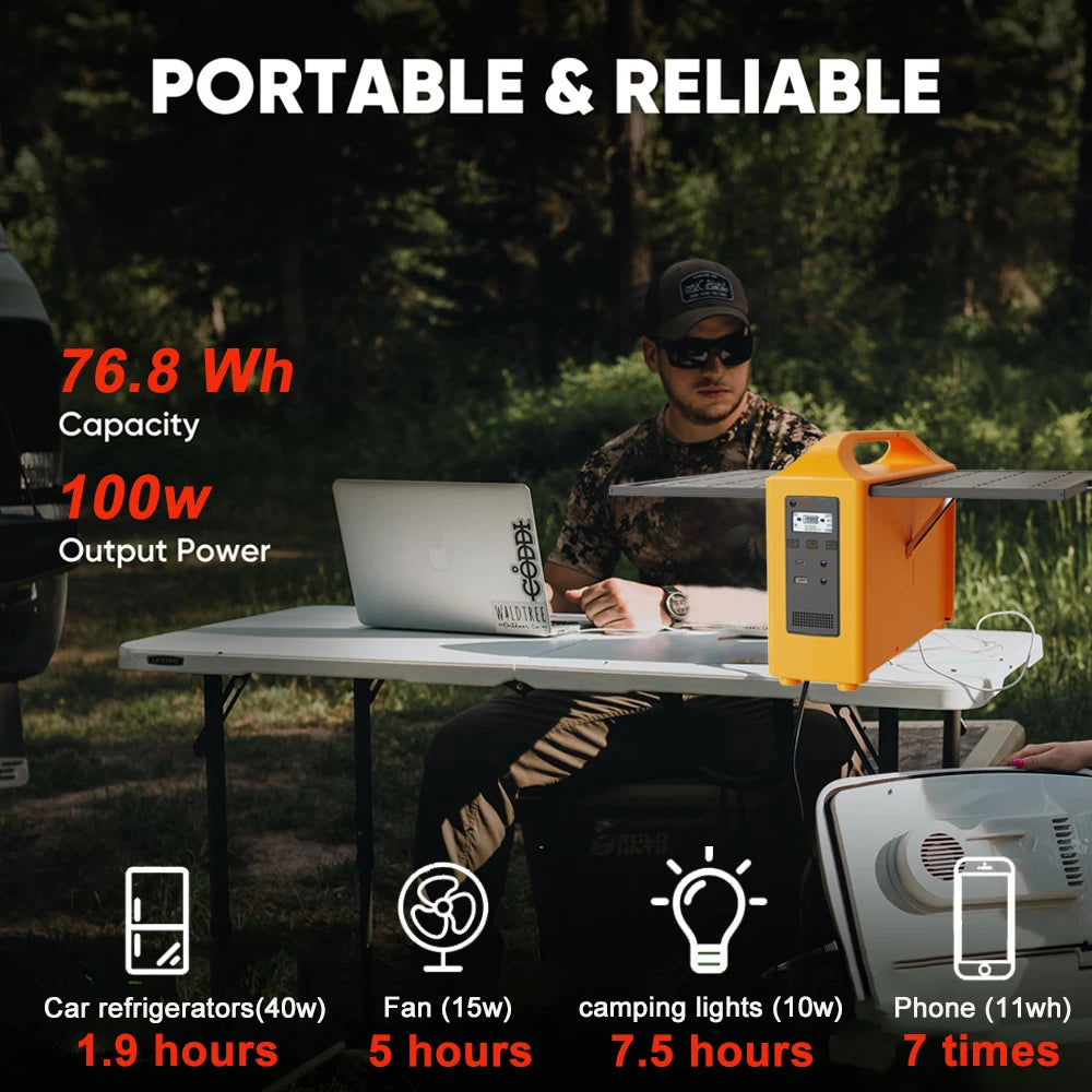 Gaiaray Portable Power Station 100W 220V 110V Power Supply Solar Generator Outdoor Power LED With Solar Panel For Camping Travel