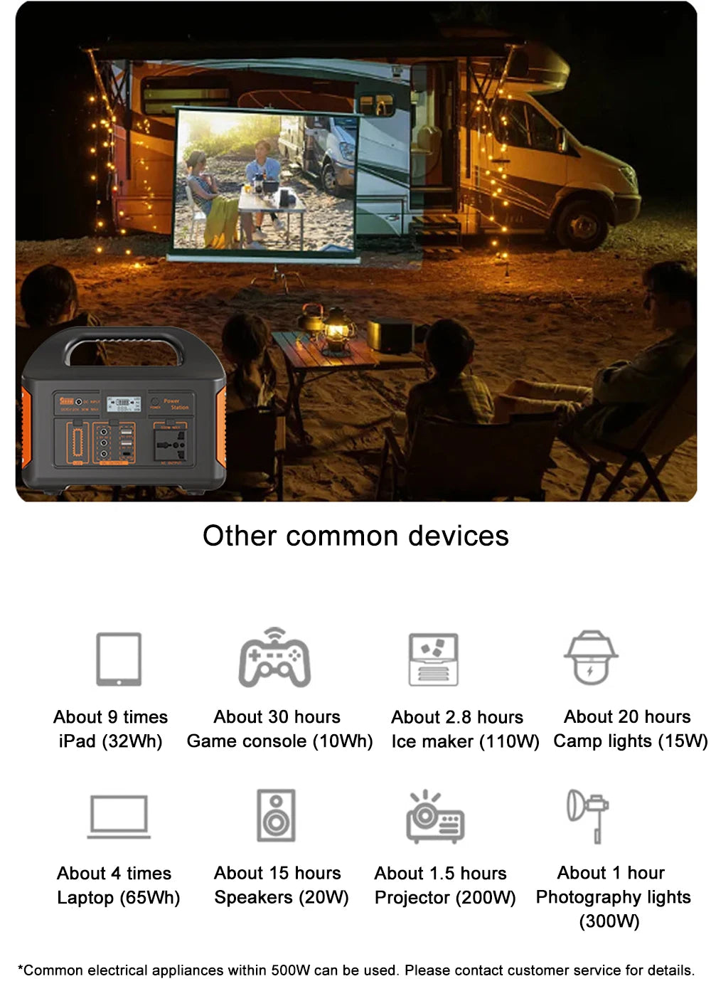Gaiaray 100W 300W 500W Portable Power Station 461Wh Solar Generator 110V 220V Charging Station Emergency Power Plant for Camping