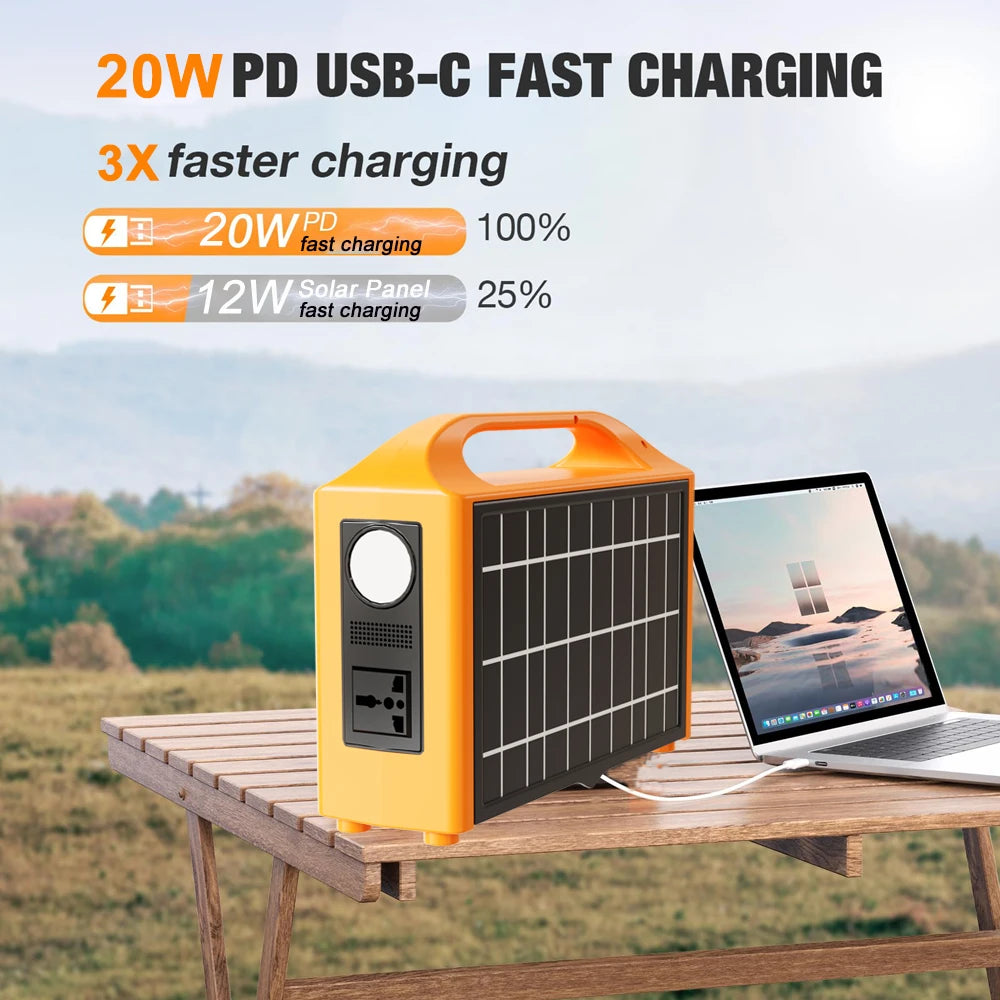 Gaiaray Portable Power Station 100W 220V 110V Power Supply Solar Generator Outdoor Power LED With Solar Panel For Camping Travel
