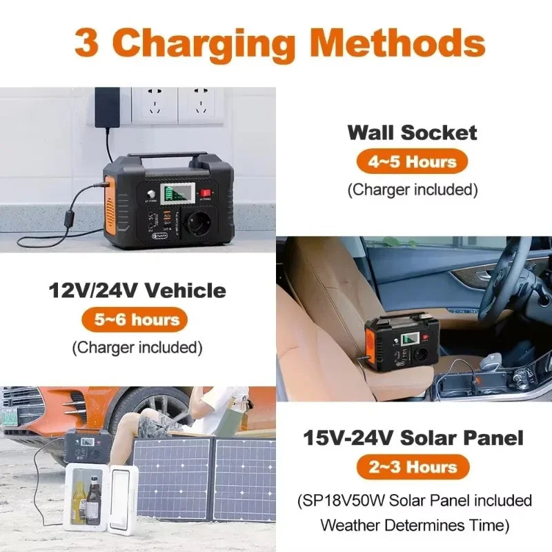 151Wh Solar Generator AC 200W Portable Power Station with18V 60W Foldable Solar Panel Battery Complete Kit Set System Camping