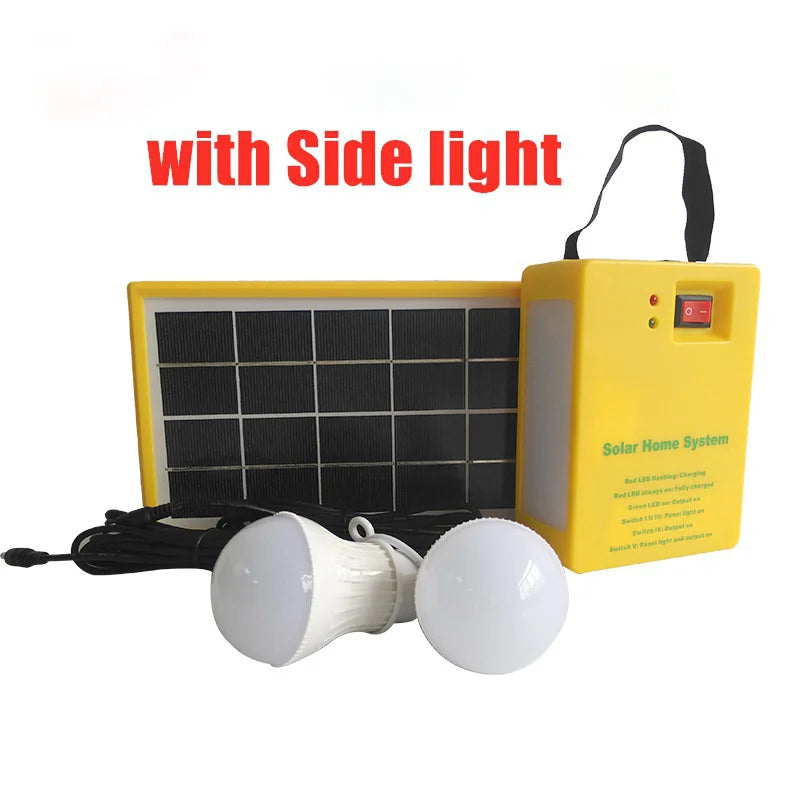 Solar Power Panel Generator Home System Kit With 3 LED Bulbs Solar Lamp Emergency Light 4 Heads USB Charging for Outdoor Garden