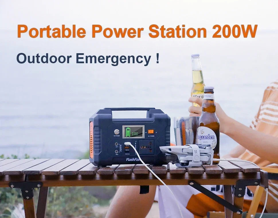 151Wh Solar Generator AC 200W Portable Power Station with18V 60W Foldable Solar Panel Battery Complete Kit Set System Camping