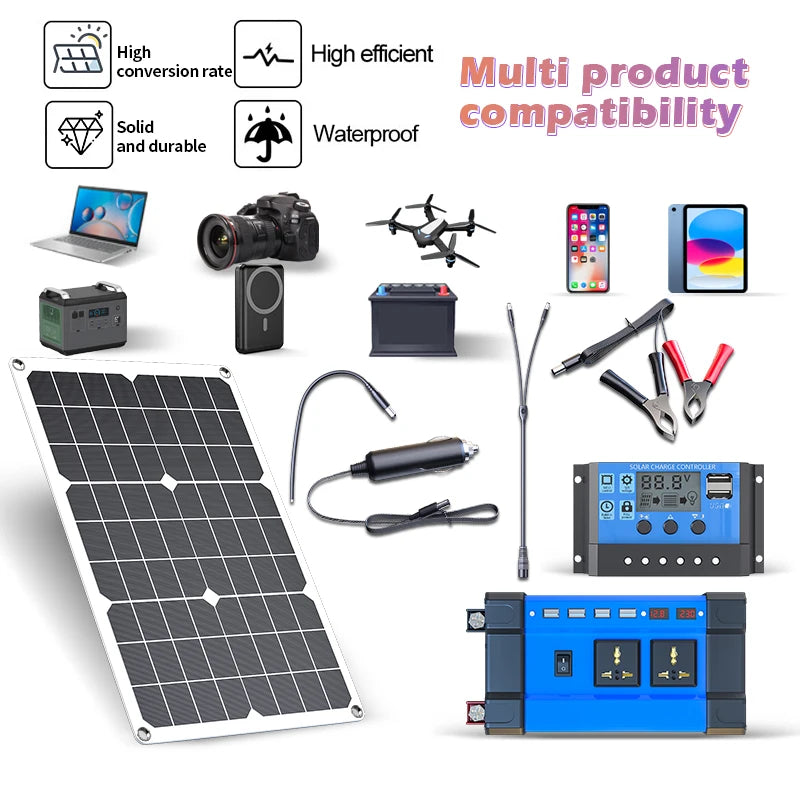 All-in-One 6000W Solar Generator: 600W Panel + MPPT Controller & Dual Voltage Inverter (110V/220V) for Home & RV & Camping