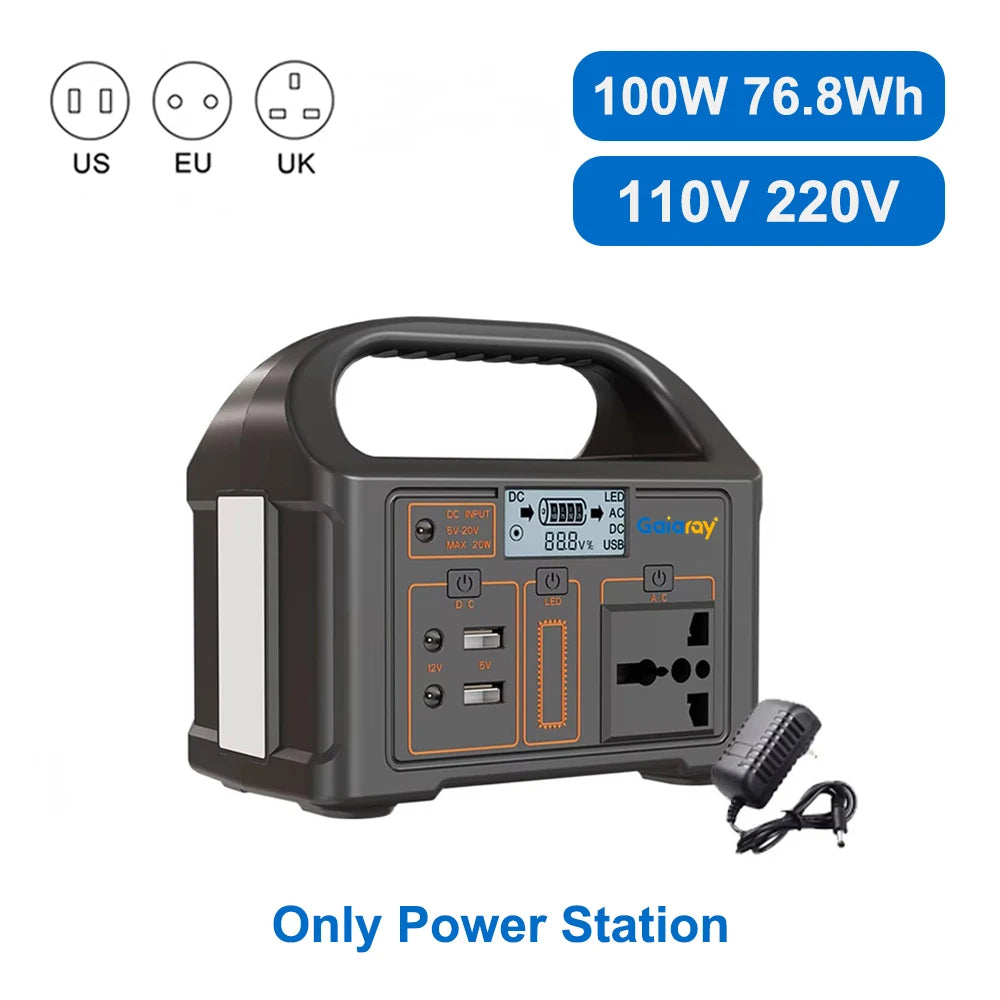 Gaiaray 100W 300W 500W Portable Power Station 461Wh Solar Generator 110V 220V Charging Station Emergency Power Plant for Camping