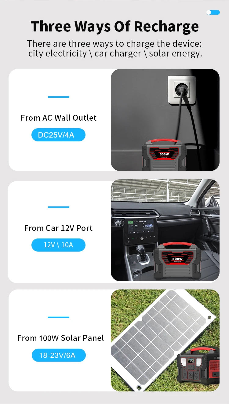 300w Sharing Portable Battery Power Station Solar Generator Outdoor Camping Electric Car Fan Mobile Phone