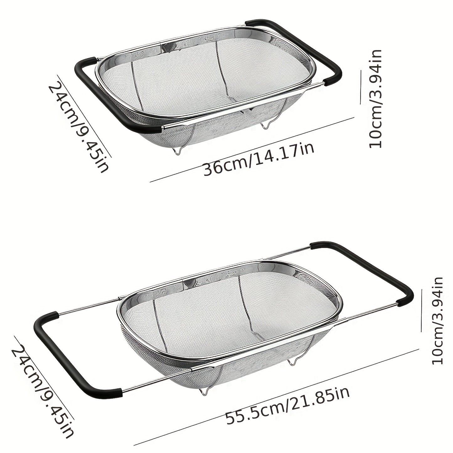 1pc, Sink Colander, Vegetable Sink Washing Basket, Fruit Drain Basket Rack, Stainless Steel Drain Basket, Strainer Basket, Adjustable Sink Rack, Multifunctional Colander, Kitchen Stuff, Kitchen Gadgets, Kitchen Accessories