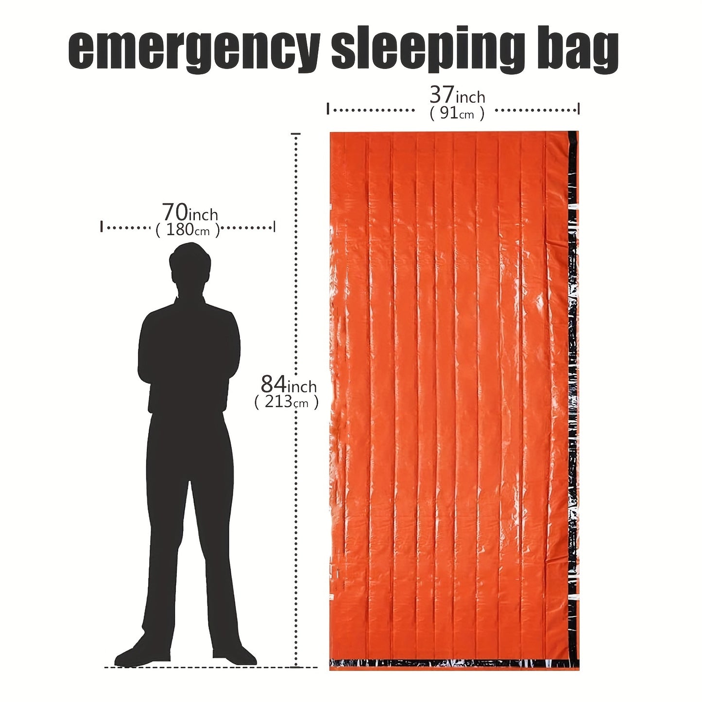 1pc Lightweight Survival Sleeping Bag - Compact Emergency Shelter, Bright Orange for High Visibility, All-Weather Thermal Insulation, Portable with Drawstring Closure for Camping, Hiking, Backpacking, Survival Kits - Extreme